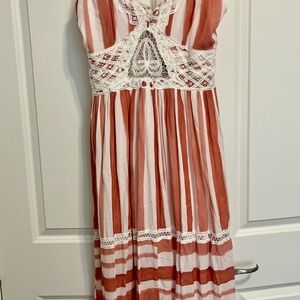 Striped Red and White Lace Dress